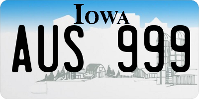 IA license plate AUS999