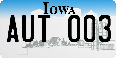 IA license plate AUT003