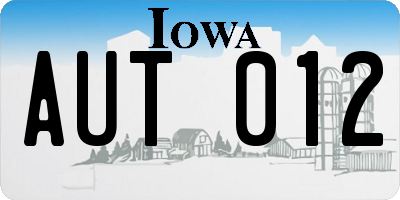 IA license plate AUT012