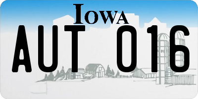 IA license plate AUT016