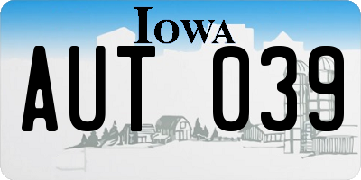 IA license plate AUT039