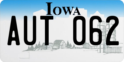 IA license plate AUT062