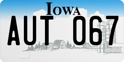 IA license plate AUT067