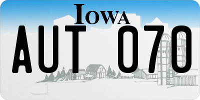 IA license plate AUT070