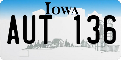 IA license plate AUT136