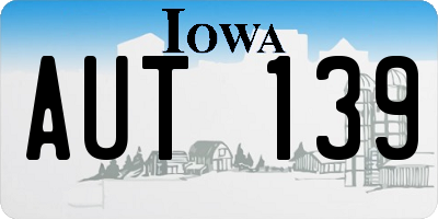 IA license plate AUT139