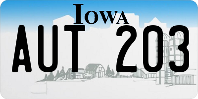 IA license plate AUT203