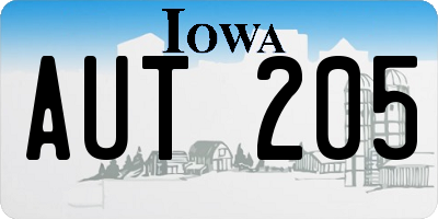IA license plate AUT205