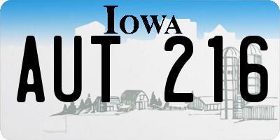 IA license plate AUT216
