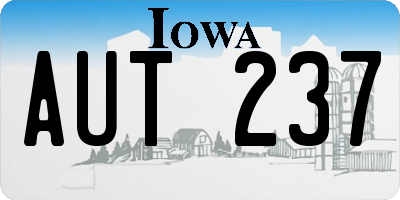 IA license plate AUT237