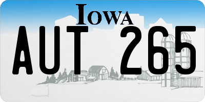 IA license plate AUT265