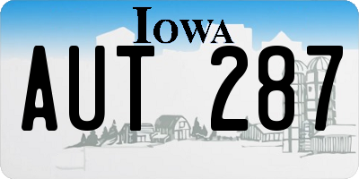 IA license plate AUT287