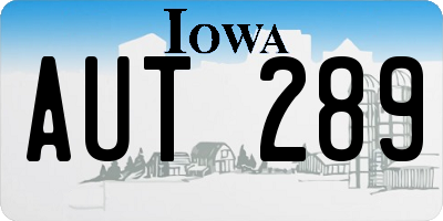 IA license plate AUT289