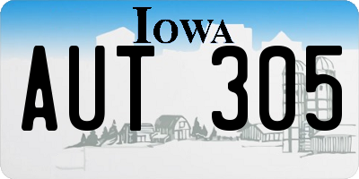 IA license plate AUT305