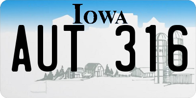 IA license plate AUT316