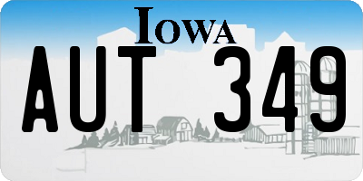 IA license plate AUT349