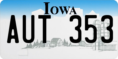 IA license plate AUT353