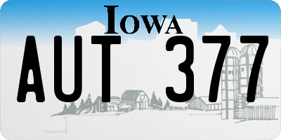 IA license plate AUT377