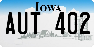 IA license plate AUT402