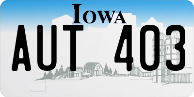 IA license plate AUT403