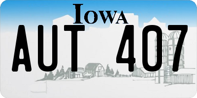 IA license plate AUT407
