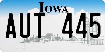 IA license plate AUT445