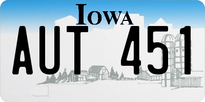 IA license plate AUT451