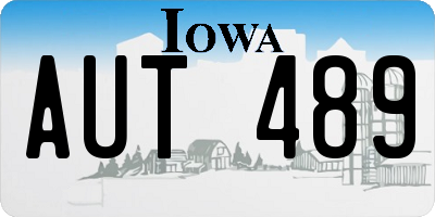 IA license plate AUT489
