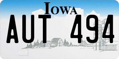 IA license plate AUT494