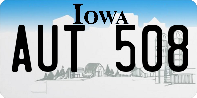 IA license plate AUT508