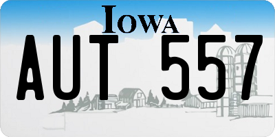 IA license plate AUT557