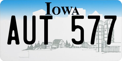 IA license plate AUT577
