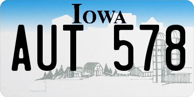 IA license plate AUT578
