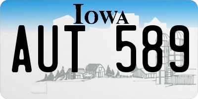 IA license plate AUT589