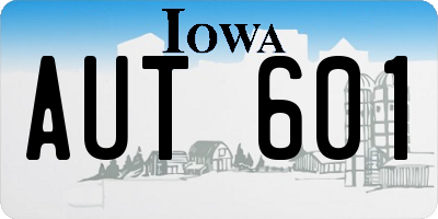 IA license plate AUT601