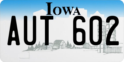 IA license plate AUT602