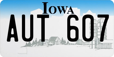 IA license plate AUT607