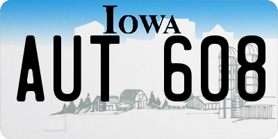 IA license plate AUT608