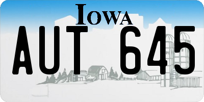 IA license plate AUT645