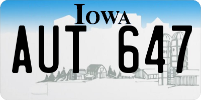IA license plate AUT647