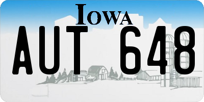 IA license plate AUT648