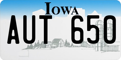 IA license plate AUT650