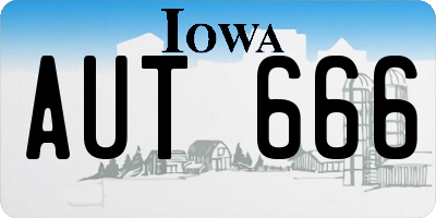 IA license plate AUT666
