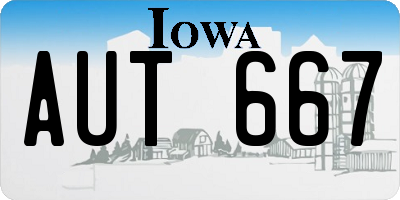 IA license plate AUT667