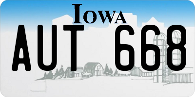 IA license plate AUT668
