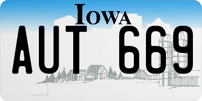 IA license plate AUT669