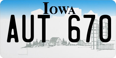 IA license plate AUT670