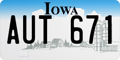IA license plate AUT671