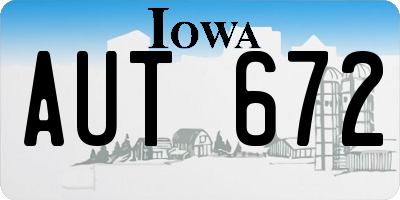 IA license plate AUT672