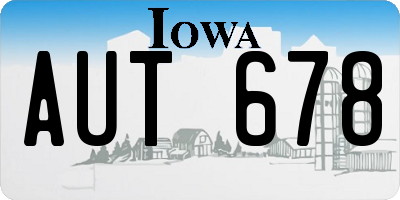 IA license plate AUT678